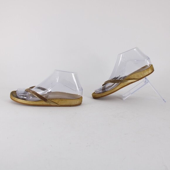 Pedro Garcia Sandals Sz 35 Gold Lurex Burnished Gold Rhinestones Sissi Sandals - Picture 5 of 12